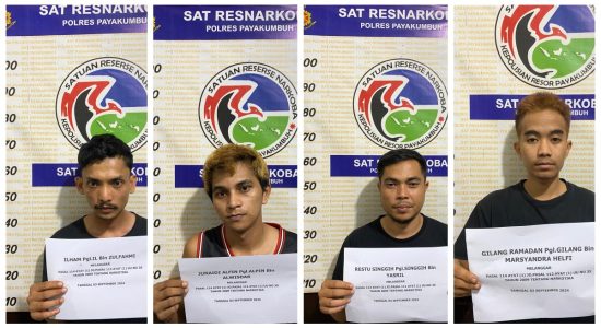 Polres Payakumbuh Gagalkan Peredaran Narkotika, Empat Tersangka Pengedar Ditangkap