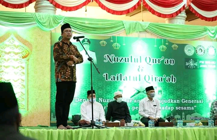 Bupati Sidoarjo Ahmad Muhdlor (Gus Muhdlor) menghadiri malam peringatan Nuzulul Qur'an di Kabupaten Sidoarjo/Rakhmat Rasio