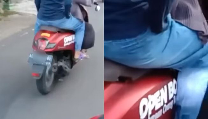 Viral hijabers naik motor betuliskan 'Open BO'. (Facebook)
