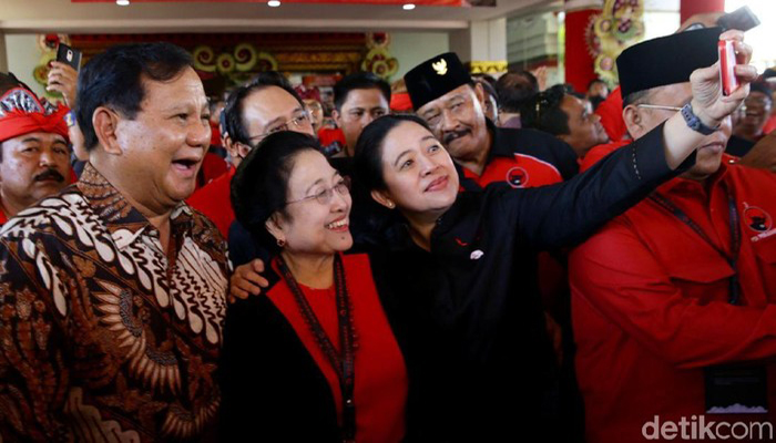 Prabowo Subianto, Megawati Soekarnoputri, dan Puan Maharani (Grandyos Zafna/detikcom)