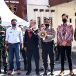 Polres Taput Semprotkan 3000 Liter Disinfektan di Kota Tarutung.