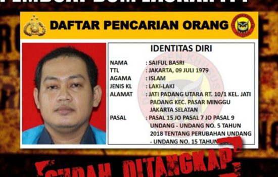 Saiful Basri, terduga teroris di Pasar Minggu sempat menjadi DPO Densus sebelum menyerahkan diri. (dok polisi)